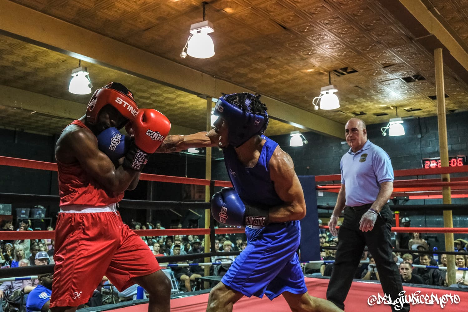 Amateur boxing match action at Music City Boxing in Nashville